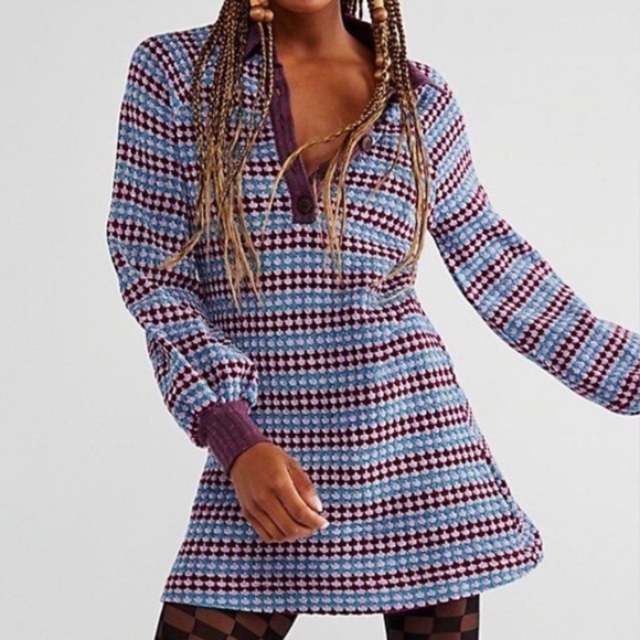 FREE PEOPLE Maggie Sweater Printed Henley Polo
Puff Mini Dress Size Small - Picture 1 of 7